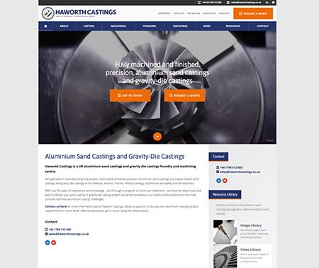 Blog writer example represented by a screenshot from the Haworth Castings website.