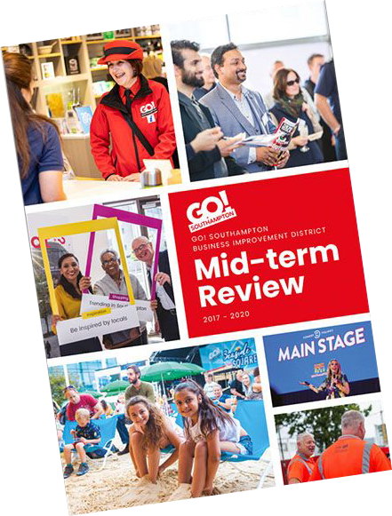 Brochure copywriting 2 A brochure cover for Go! Southampton's Mid-tern Review
