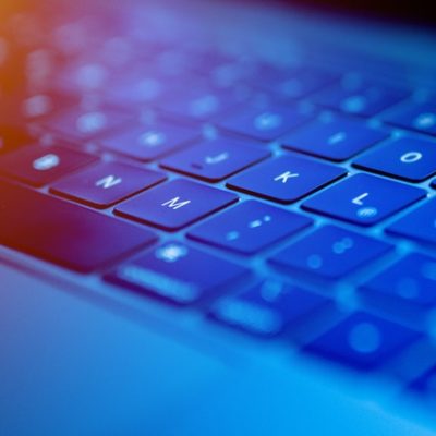 Detail of a laptop keyboard Technology copywriter represented by a PC keyboard.